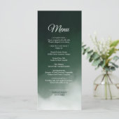 Donkere groene Waterverf Moderne bruiloft Menu (Staand voorkant)