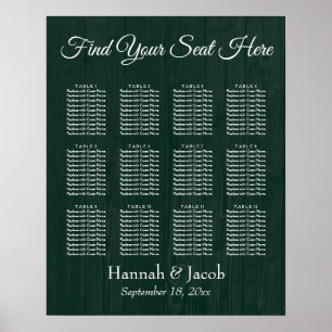 Donkere groene Wooden Wedding Reception Seating Ch Poster