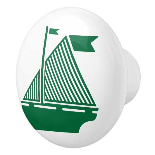 Donkere groene zeilboten keramische knop (Rechts)