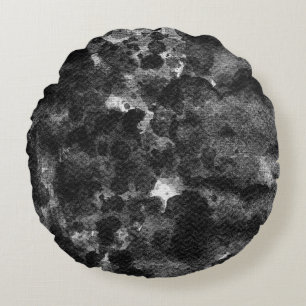 Donkere Grunge Abstract Zwarte Marmer ontwerp Rond Kussen