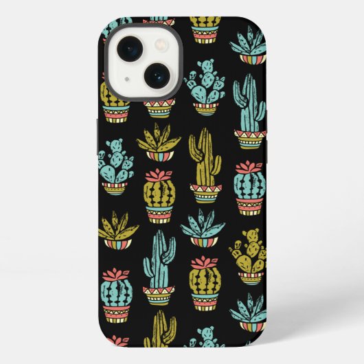 Donkere Grunge Cactus Patroon iPhone Hoesje (Achterkant)