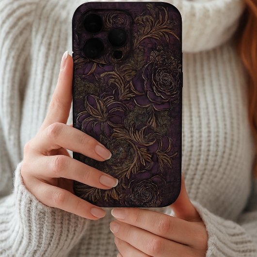 Donkere Grunge Esthetische Gotische Violette Goude iPhone Hoesje