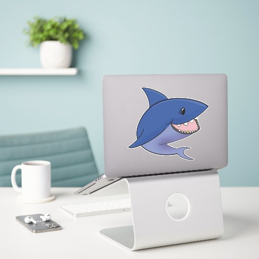 Donkere haai sticker (Laptop op bureau)