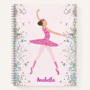 Donkere haarroze glitter Dress Ballerina Pink Crow Notitieboek