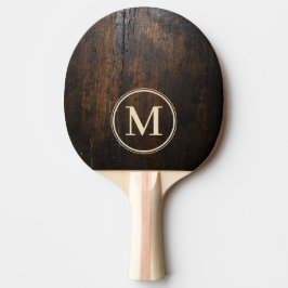 Donkere hakblok steen monogram tafeltennisbatje
