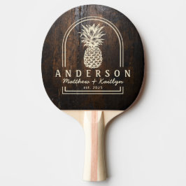 Donkere Hakhouten Ananas Trouwboog & Naam Tafeltennisbatje