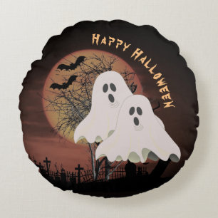 Donkere Halloween-begraafplaats en spoken Hallowee Rond Kussen