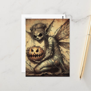 Donkere Halloween Fairy verpakt in prikkeldraad Briefkaart
