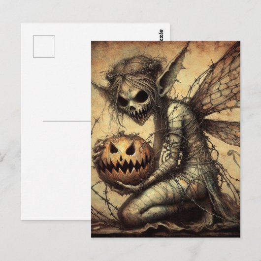Donkere Halloween Fairy verpakt in prikkeldraad Briefkaart (Voorkant / Achterkant)