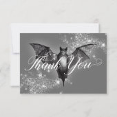 Donkere Halloween Glam Bat & Diamonds Bruiloft Bedankkaart (Voorkant)