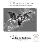 Donkere Halloween Glam Bat & Diamonds Bruiloft Bedankkaart