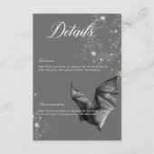 Donkere Halloween Glam Bat & Diamonds Bruiloft Det Informatiekaartje (Voorkant)