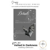 Donkere Halloween Glam Bat & Diamonds Bruiloft Det Informatiekaartje