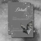 Donkere Halloween Glam Bat & Diamonds Bruiloft Det Informatiekaartje