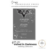 Donkere Halloween Glam Bat & Diamonds Bruiloft Kaart