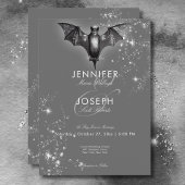 Donkere Halloween Glam Bat & Diamonds Bruiloft Kaart