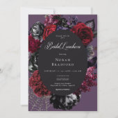 Donkere Halloween Glam Bloemrijke Paarse Bruidslun Kaart (Voorkant)