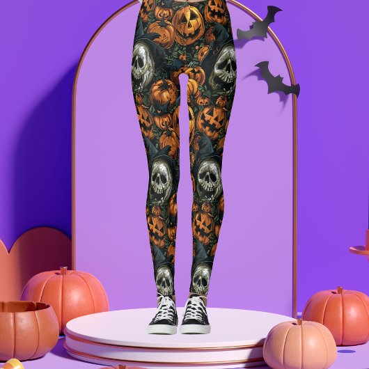 Donkere Halloween pompoen Leggings