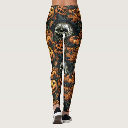 Donkere Halloween pompoen Leggings (Achterkant)