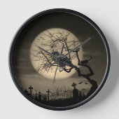 Donkere Halloween Raaf Gotische Wandklok (Voorkant)