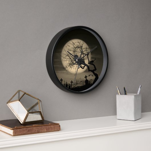 Donkere Halloween Raaf Gotische Wandklok (Kantoor)