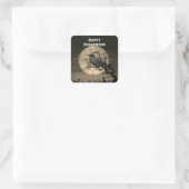 Donkere Halloween Raaf in Boom Vierkante Sticker (Tas)