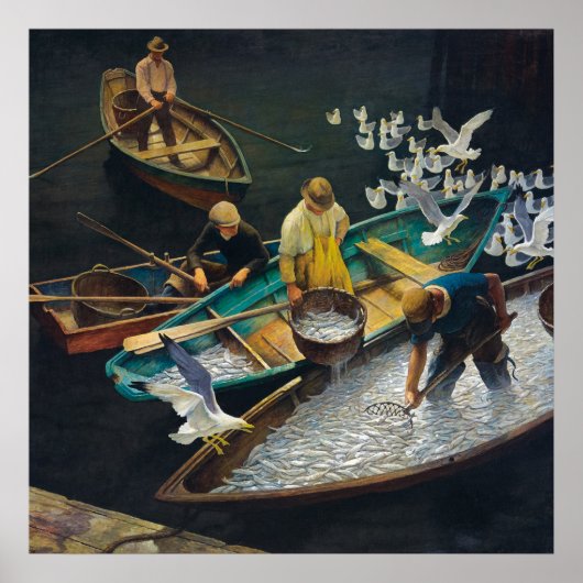 Donkere havenvissers door Newell Convers Wyeth Poster (Voorkant)