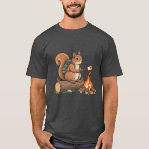 Donkere Heather Katoenen T-Shirt met Kamperende Ee