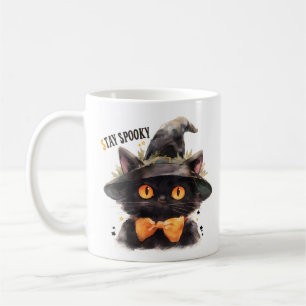 Donkere Heks Kat met Vlinderdas Halloween Koffiemok