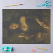 Donkere heks met kaars en schedel gotische Hallowe Tissuepapier (Craft)