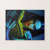 Donkere heks met slang en spreukboek legpuzzel (Horizontaal)