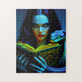 Donkere heks met slang en spreukboek legpuzzel