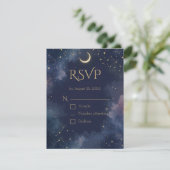 Donkere Hemel RSVP Kaart | Halve Maan & QR Code (Staand voorkant)