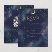 Donkere Hemel RSVP Kaart | Halve Maan & QR Code (Voorkant / Achterkant)