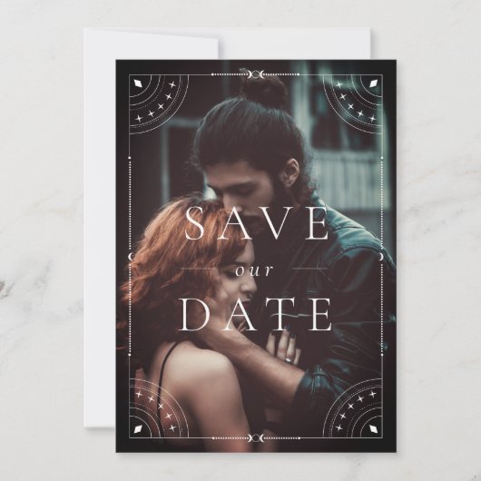 Donkere hemelmaan & sterren datum opslaan kaart (Voorkant)
