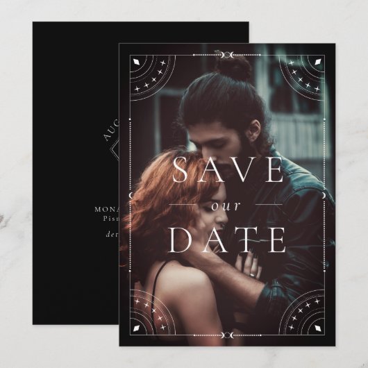 Donkere hemelmaan & sterren datum opslaan kaart (Voorkant / Achterkant)