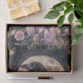 Donkere Hemelse Bloemen Raven & Kristallen Decoupa Tissuepapier (Geschenk)