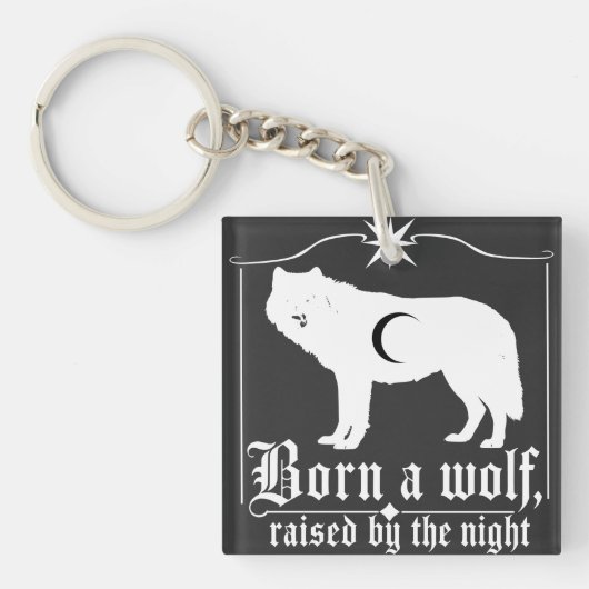 Donkere Hemelse Wolf Silhouet Gotische Kunst Sleutelhanger (voorkant)