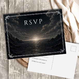 Donkere Hemelse Zilveren Folie Maan Ster Bruiloft  Feestdagen Briefkaart