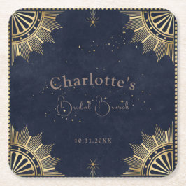 Donkere hemelse zon en maan bruids brunch douche kartonnen onderzetters