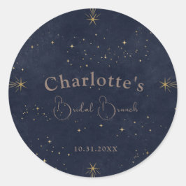 Donkere hemelse zon en maan bruids brunch douche ronde sticker