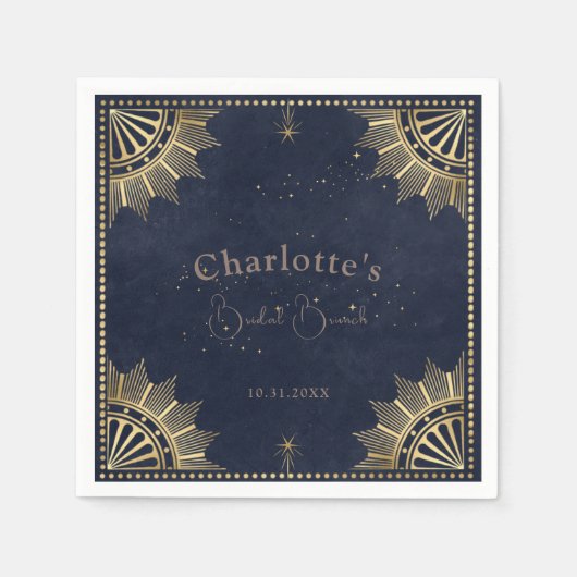 Donkere hemelse zon en maan bruids brunch douche servet (Voorkant)