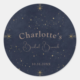 Donkere Hemelse Zon- en Maan Bruidsbrunch Bruiloft Ronde Sticker