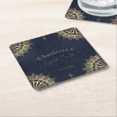 Donkere Hemelse Zon- en Maan Bruiloftsbrunch Feest Kartonnen Onderzetters (Schuin)