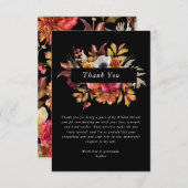 Donkere Herfst Bloemachtige Bruiloft Dank Je  Bedankkaart (Voorkant / Achterkant)