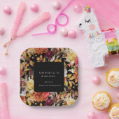 Donkere Herfst Bloemrijke Romantische Bruidsdouche Papieren Bordje (Feest)