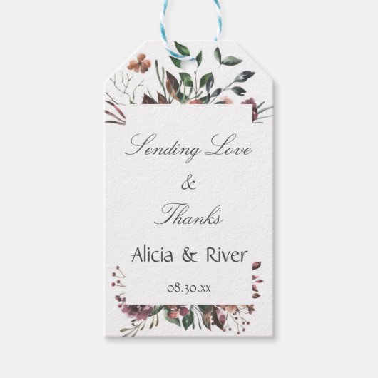 Donkere herfst bloemrijke rustieke herfst cadeaubi cadeaulabel (Voorkant)