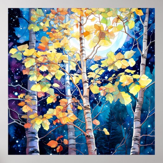 Donkere herfst boslandschapschildering poster (Voorkant)