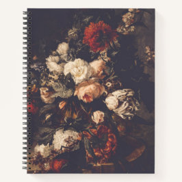 Donkere herfst Floral notebook roze rood wit Notitieboek