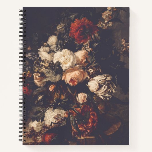 Donkere herfst  Floral notebook roze rood wit Notitieboek (Voorkant)